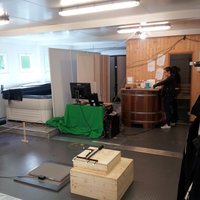 Improvised biomechanical testing lab at a soccer club in their training container - testing 90 athletes in 1 week